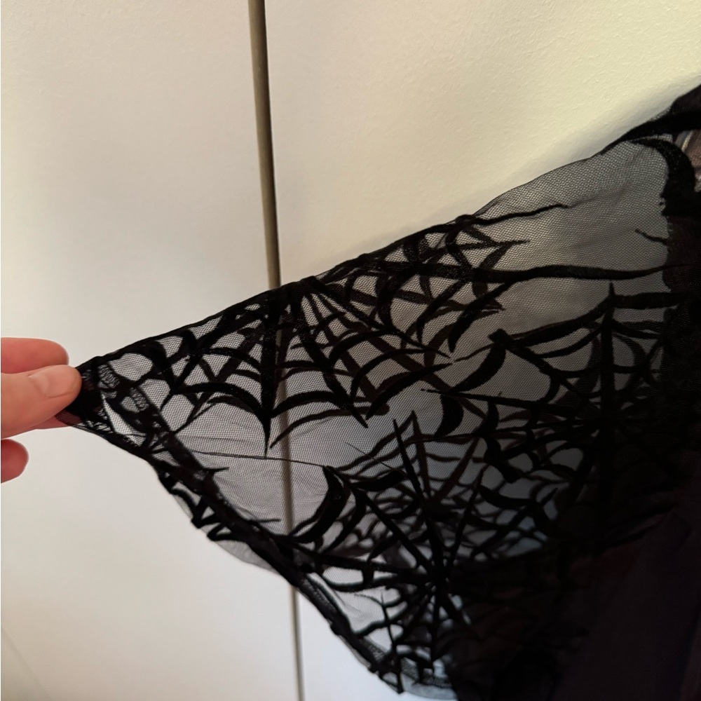 NWT - Unique Vintage Black Flocked Spiderweb Cecilia Blouse - Picture 9 of 9